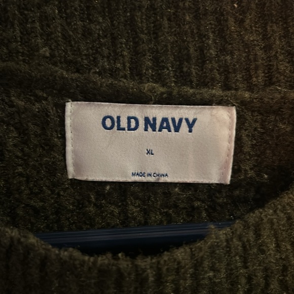 Tunic length, mock turtleneck green sweater - Picture 2 of 3